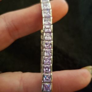pink cubic zirconium sterling silver bracelet